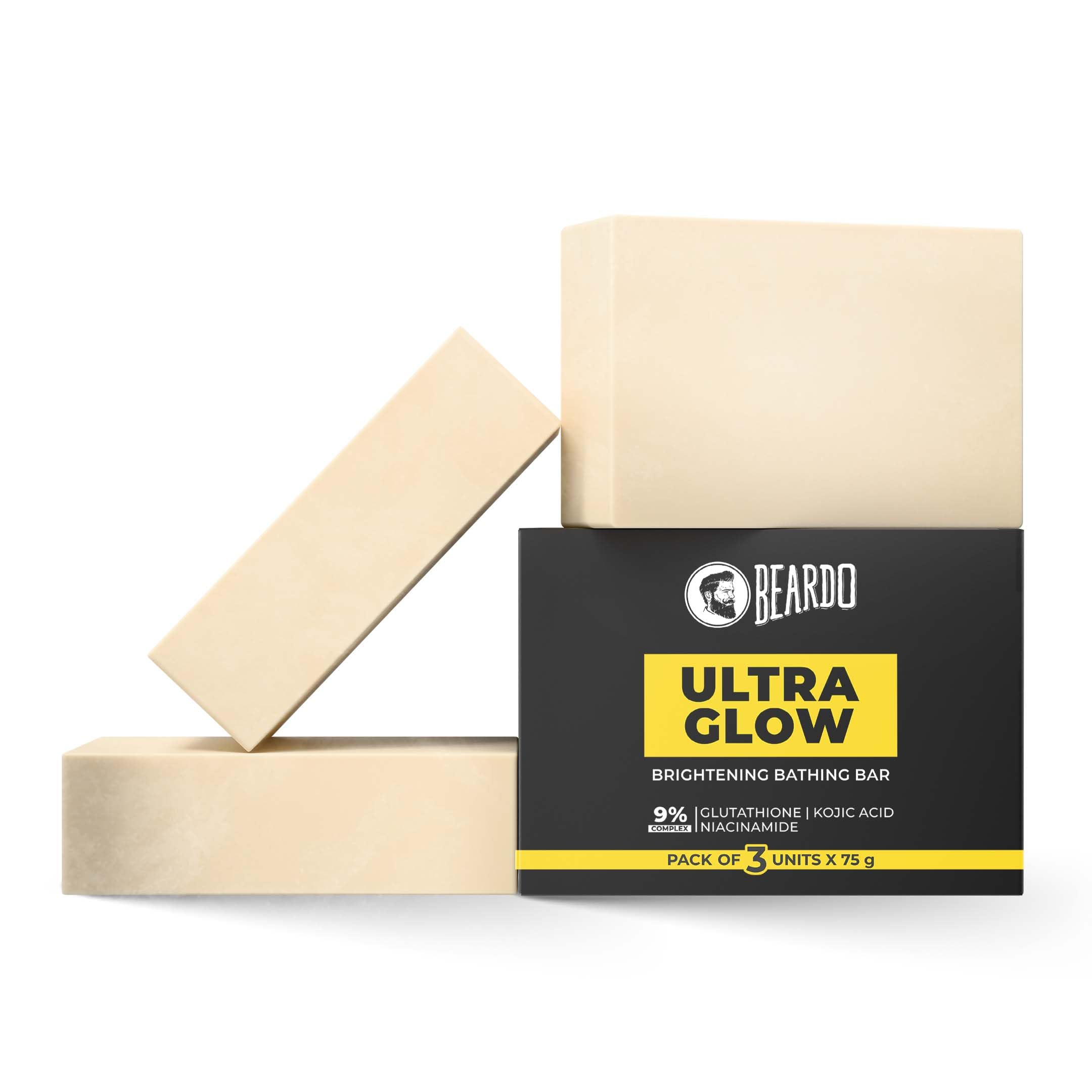Beardo Ultraglow Brightening Bathing Bar | 9% complex glutathione, niacinamide & kojic acid | Skin Brightening Soap | Whitening Soap for men | Dermatologically tested |75g * Pack of 3-image-9