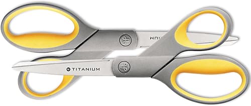 Westcott 13901 Tijeras de titanio unidas, 8 pulgadas rectas, paquete de 2