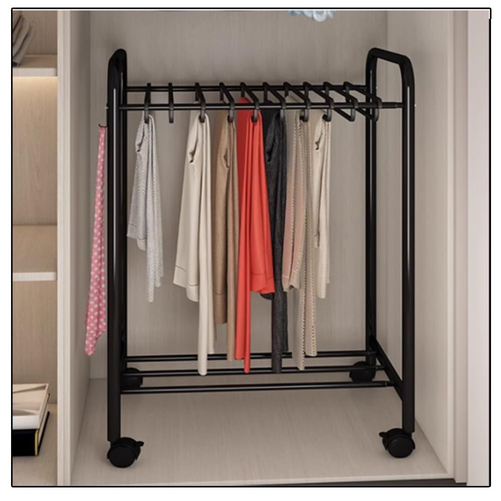 Perchero extraíble para Pantalones, Perchero telescópico con Ruedas, Organizador Ajustable con Ruedas para 24/30 Pantalones, Vaqueros y Faldas - Solución de Almacenamiento para armarios, neg