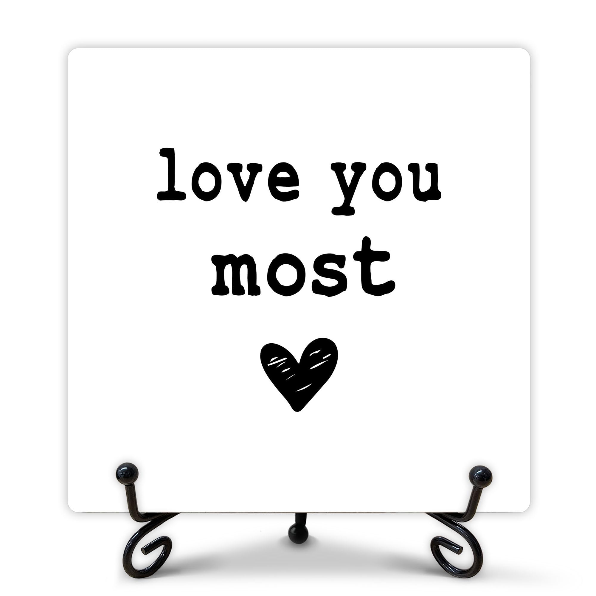 Funny Desk Decor, Love You Most Wooden Sign with Stand, Cute Desk Cubicle Accessories, Desk Decor for Women, Funny Signs for Office Bedroom Desk