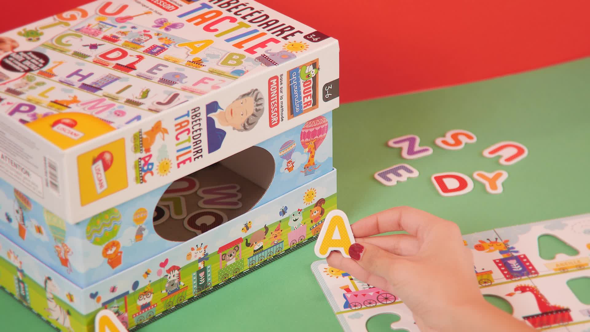 Jeu Montessori Lisciani - Abécédaire Tactile - Lettres à Toucher - Enfants 3-6 Ans - Fabriqué En Italie