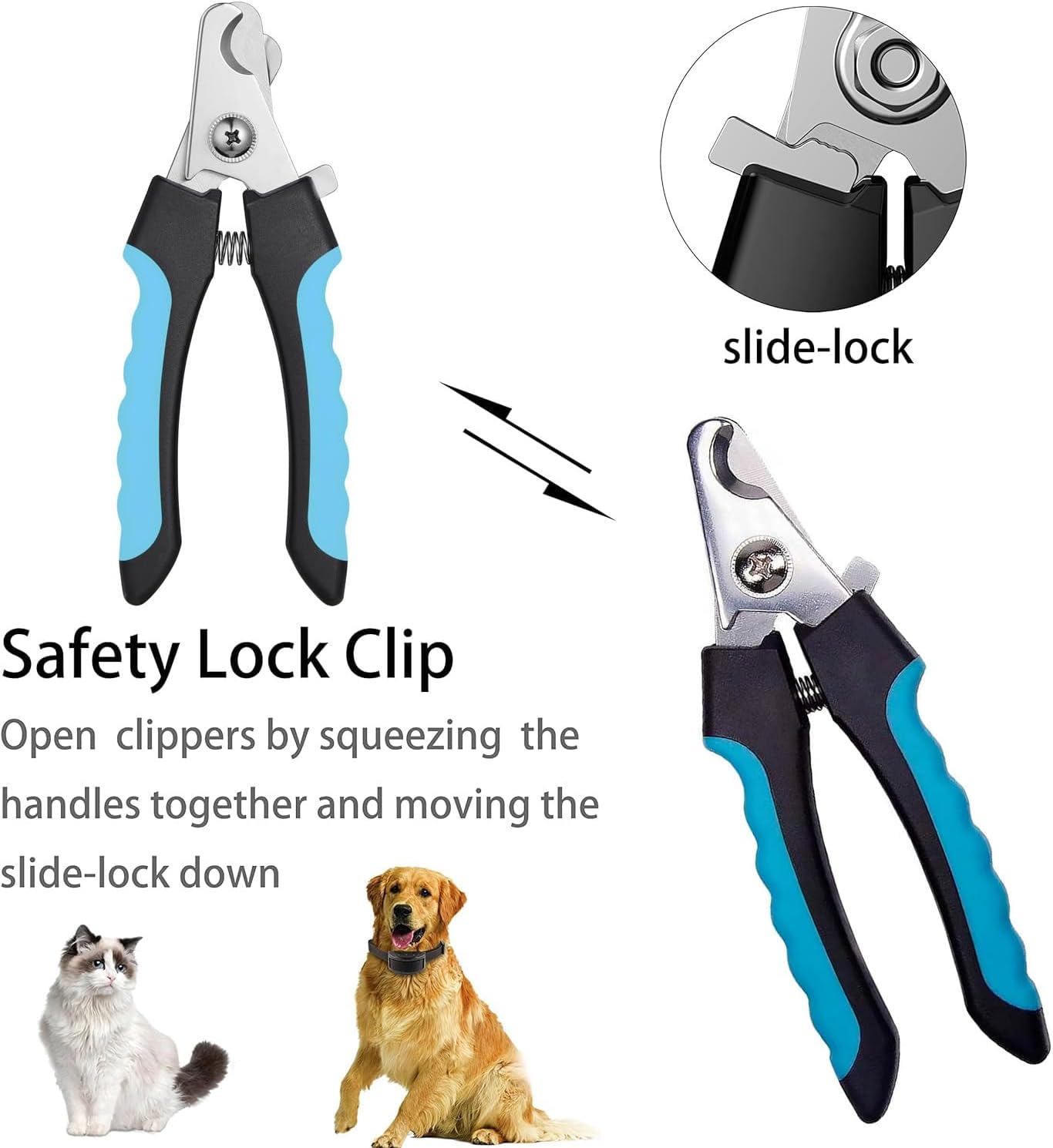 Cortaúñas y cortaúñas para perros – Cortaúñas para perros con sensor de seguridad rápido para perros grandes y medianos con garras duras – Cortaúñas para mascotas con lima de uñas 4