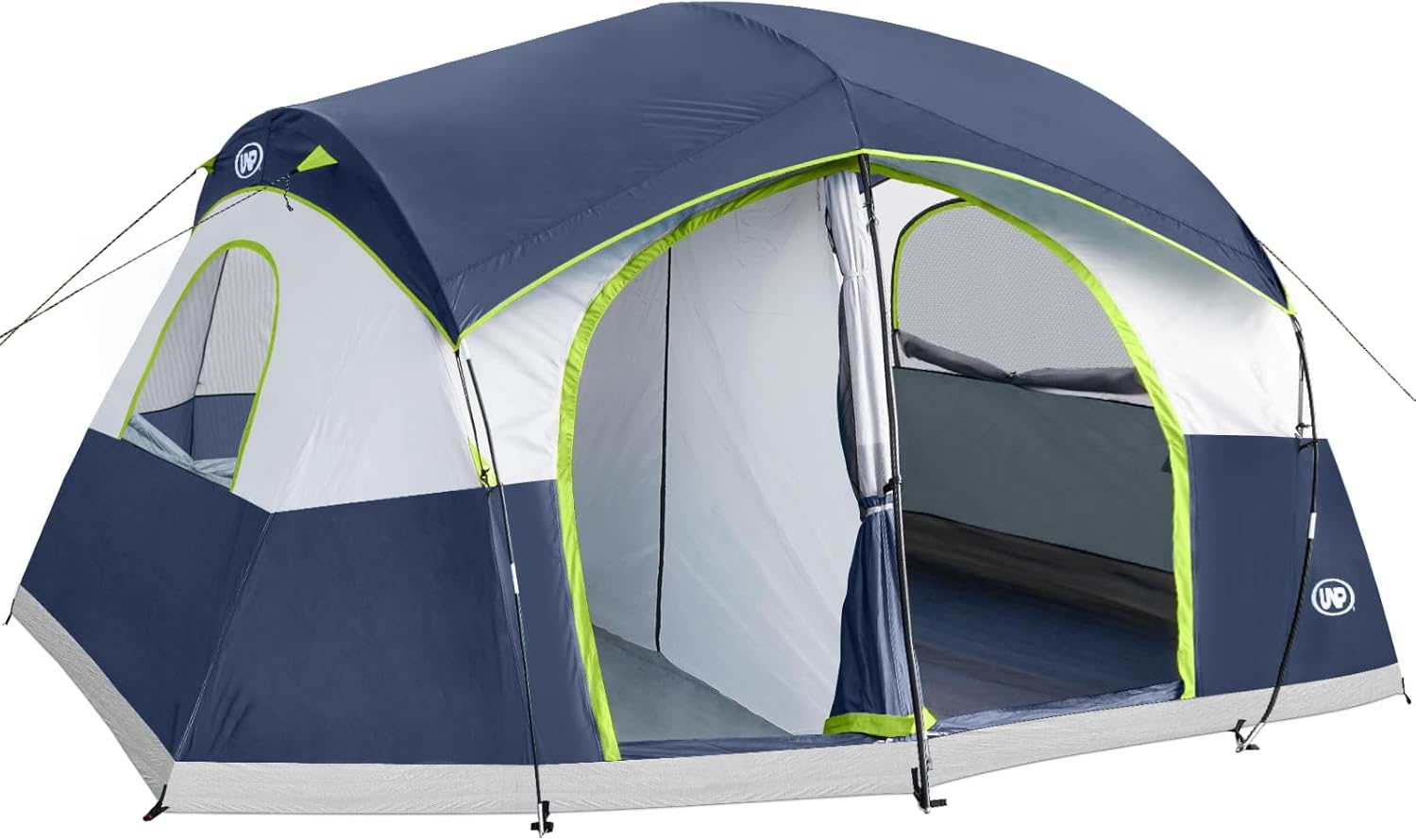UNP Camping Tent 8/9 Person, Family Camping Tent, 5 Large Ventilation Mesh Windows, 14x14x78 inches Tall with Dividers Curtain for 2 Room UNP Camping Tent 8/9 Person, Family Camping Tent, 5 Large Ventilation Mesh Windows, 14x14x78 inches Tall with Dividers Curtain for 2 Room