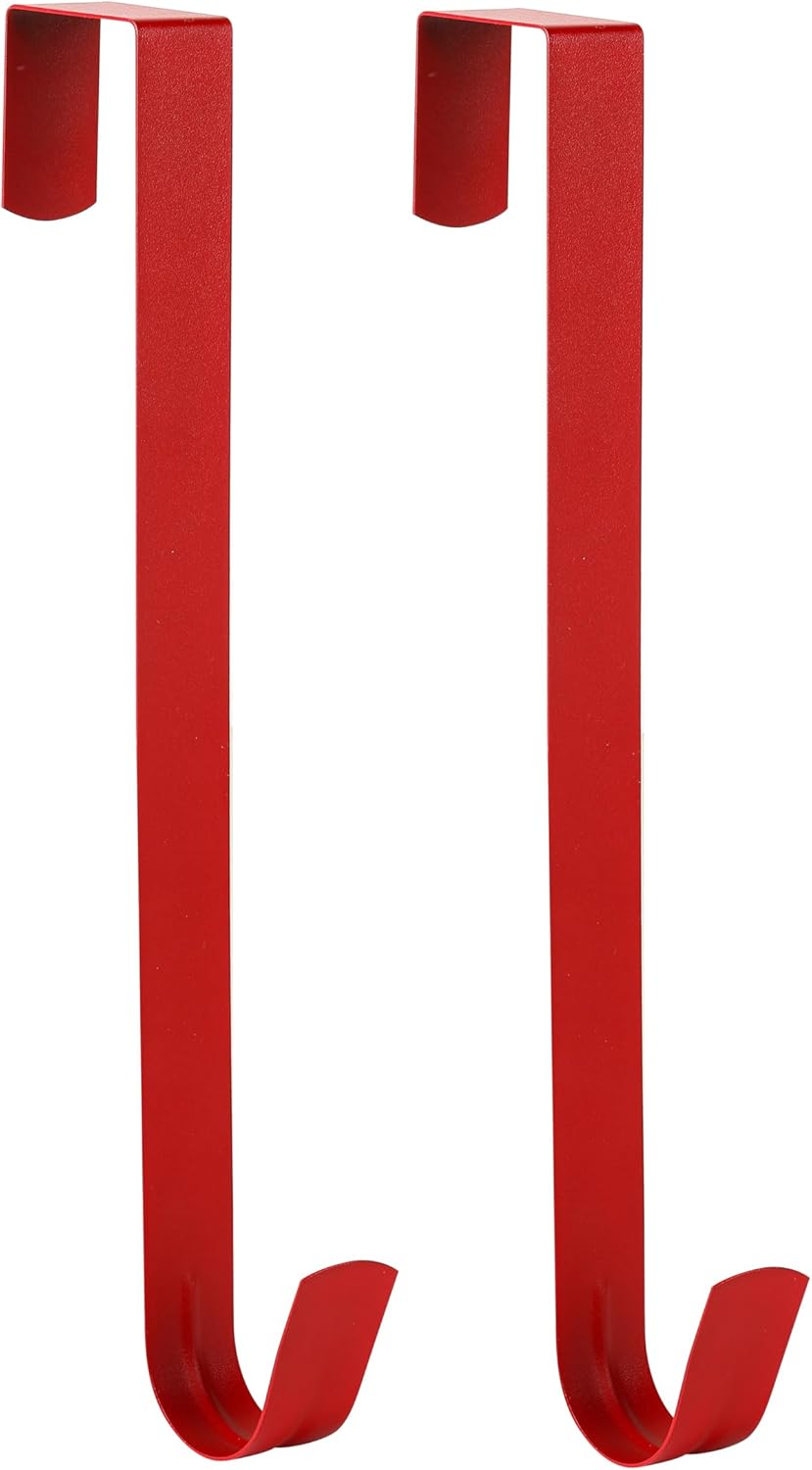 Wreath Hanger for Front Door, Slim Over The Door Hook, Easy to Use and Reusable Holiday Wreath Holder for Christmas, Thanksgiving, Halloween and Daily Décor (12" Black, 1)