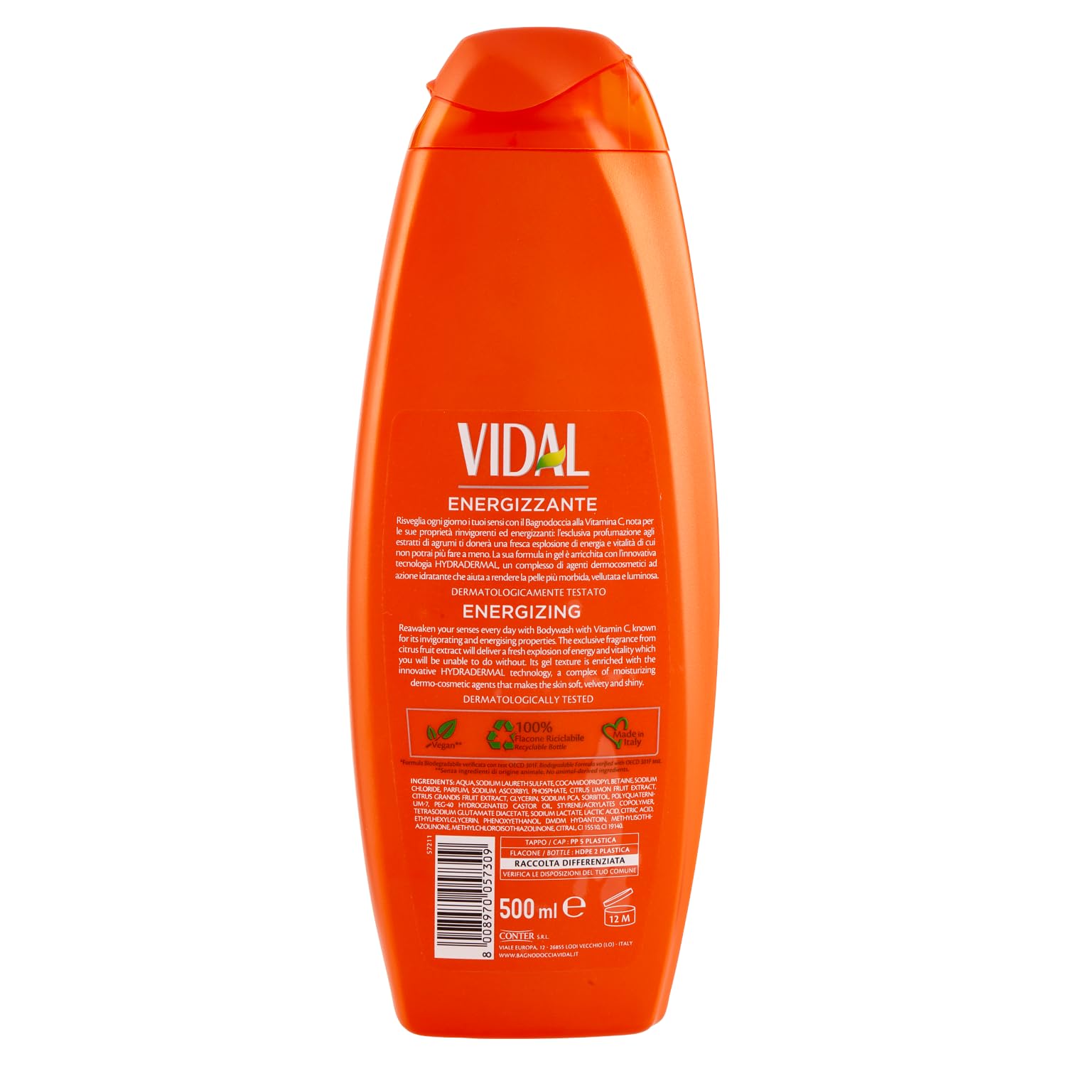 12 gel doccia Vidal Bagnodoccia/schiuma doccia con arancio e lime 500 ml + portachiavi Beni Culinari gratuito