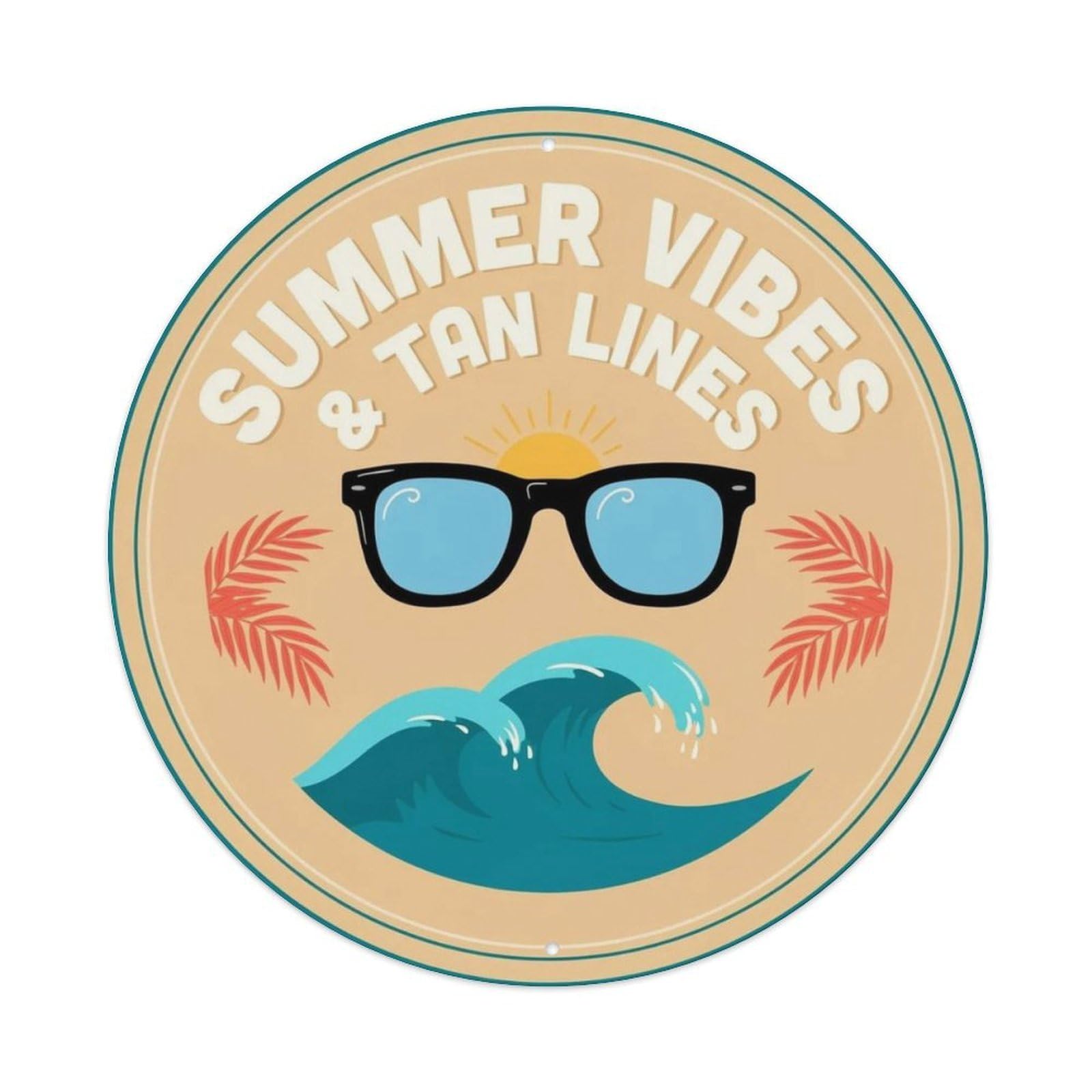 Summer Vibes Tan Lines Metal Tin Sign Plaque
