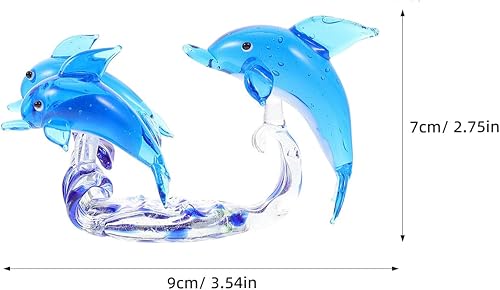Miniatura 2 de BESPORTBLE Unique Glass Dolphin Figurine Cute Desktop Decor Compact Home Ornament Creative Tabletop Adorn for Office Bedroom Aesthetic Sculpture