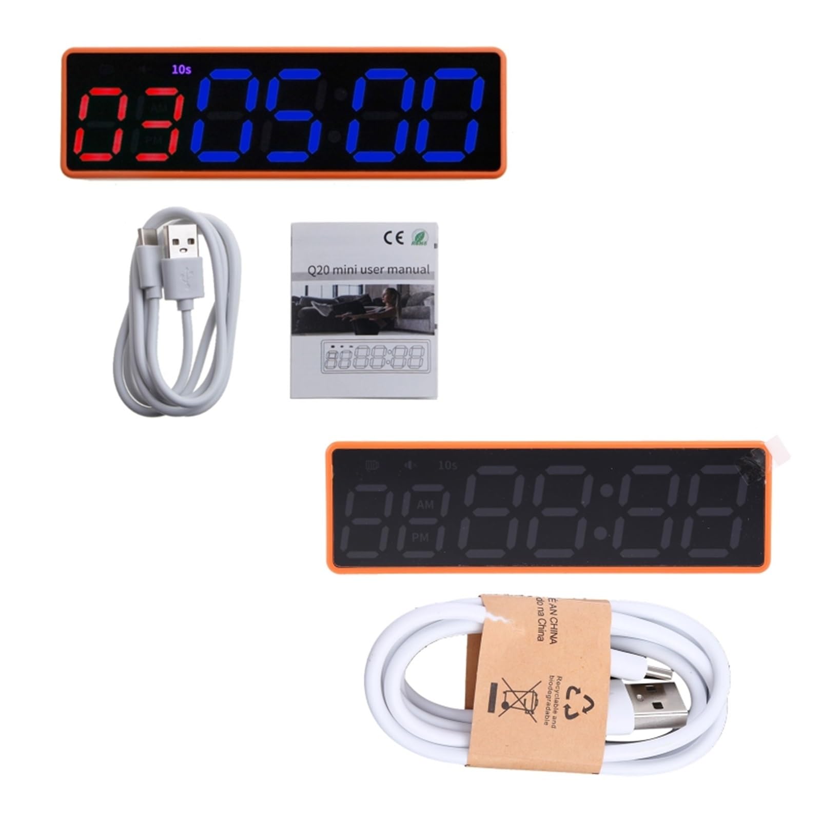 Timer palestra, Orologio timer da palestra, allenamento, orologio a intervalli, cronometro, conto alla rovescia/su, a LED, for fitness(Oranje)