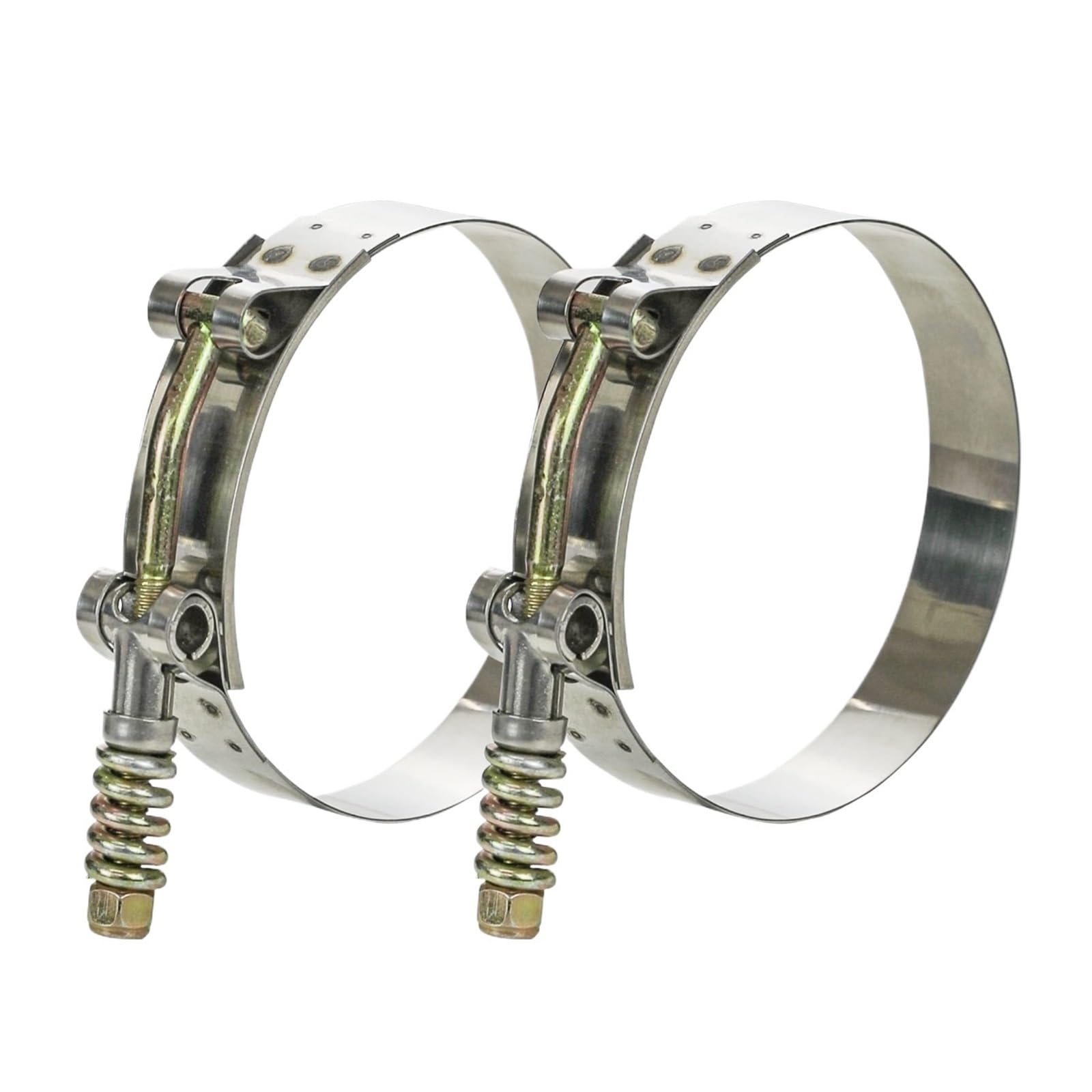 Nodrest 2Pcs 89-97Mm 2Pcstainless Steel Hose Clamp T-Bolt Turbo Intake Exhaust Air Water Pipes Clips With Reinforcement Spring 46-122Mm