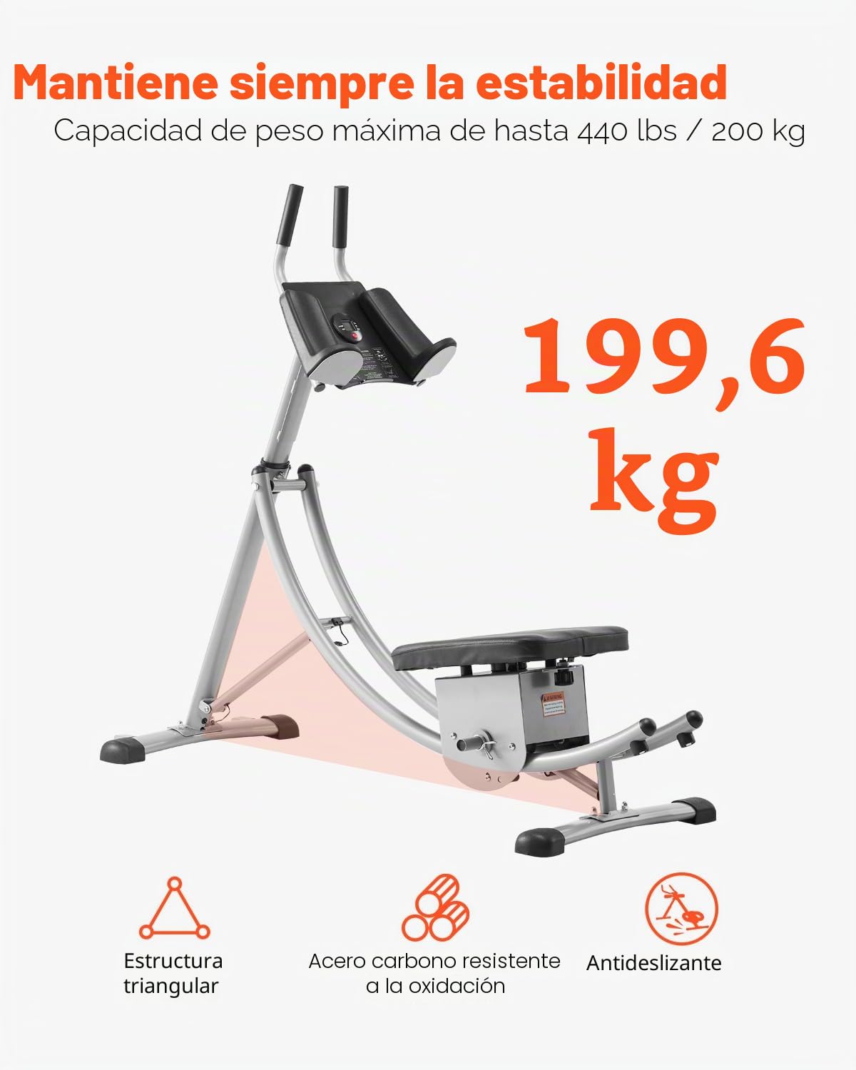 VEVOR Máquina de Ejercicios Abdominales Equipo de Entrenamiento Abdominal para Gimnasio en Casa Capacidad de Peso de 136 kg Máquina de Ejercicios Abdominales para Entrenamiento de Fuerza Ajustable