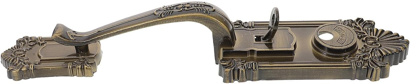 Vintage Door Lock Handle Set Metal Front Door Handle Lock with Press Lever Antique Style Bow Shape