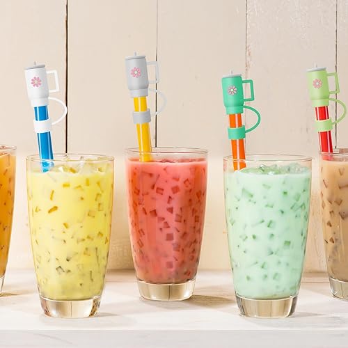 Miniatura 3 de Auidy_6TXD 20 piezas de adornos de paja para Stanley, cubiertas de popote para Stanley, cubierta de popote compatible con Stanley de 30 y 40 onzas,