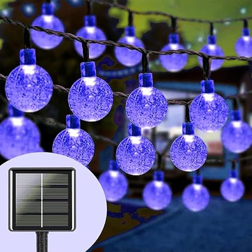 You Glow Girl Lámparas de Jardín Solar,Lámparas de Bola de Cristal,Lámparas Solares de Patio Impermeable de8modos de iluminación,Adecuadas Para Jardines,Pabellones,Porches,Patios (Azul, 16.4FT 20LED)