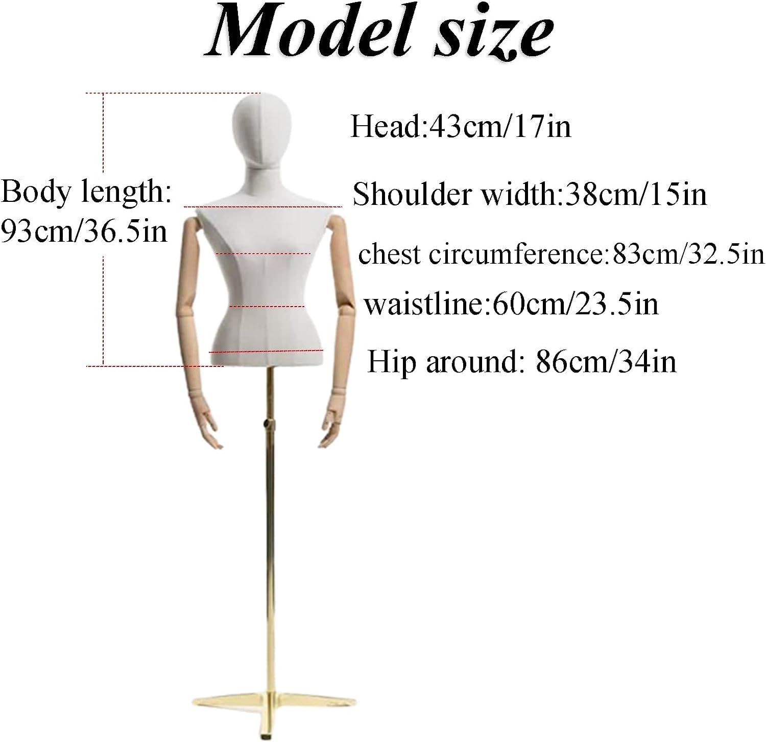Mannequin Body Mannequin Body Half Body Dress Form Mannequin Body with Tripod Base Clothing Models Adjustable Height Secure Fashion Show