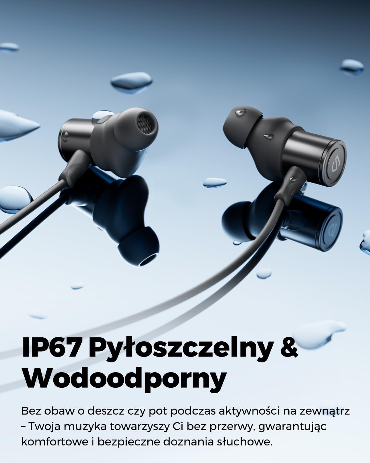 SOUNDPEATS Q40 HD Bezprzewodowe Słuchawki Douszne z Szyjną Opaską, Hi-Res Audio z LDAC, 20H Odtwarzania, IP67 Wodoodporne, Magnetyczne Słuchawki do Sportu, Pracy i Podróży AI Redukcja Szumów Czarny