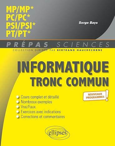 Informatique tronc commun - MP - PC - PSI - PT - Programme 2022
