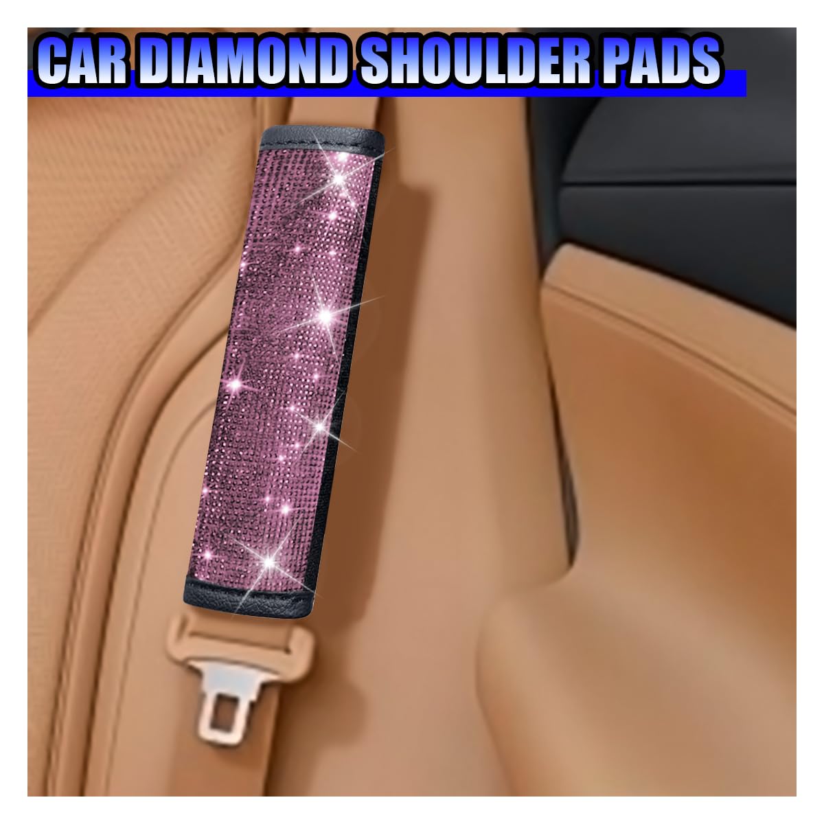 2 almohadillas brillantes para cinturón de seguridad de automóvil, cojín para cinturón de seguridad de automóvil, funda de correa de asiento de vehículo para mujer, accesorios de decoración