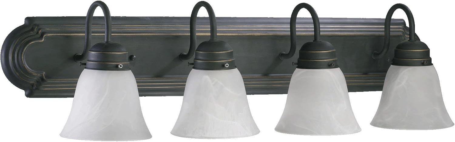Quorum International 5094-4-195 4 Light Vanity with Faux Alabaster, Old World