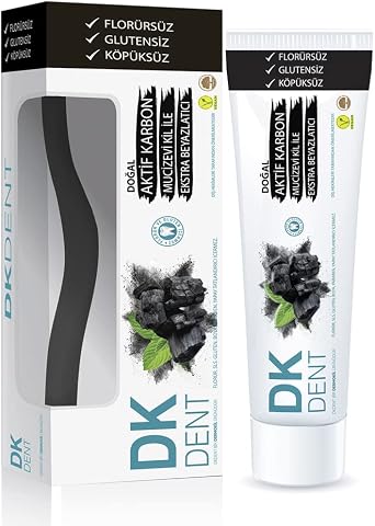 Dkdent Vegan Activated Carbon Fluoride-Free Toothpaste 75 ml Toothbrush Gift