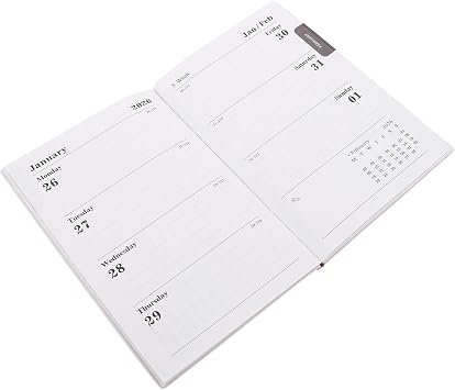 GALPADA Weekly Planner with PU Cover Daily Agenda Notebook for Longterm Project Planning and Goal Setting English Layout Organizer with Stylish Finish Simple Calendar for Productivity
