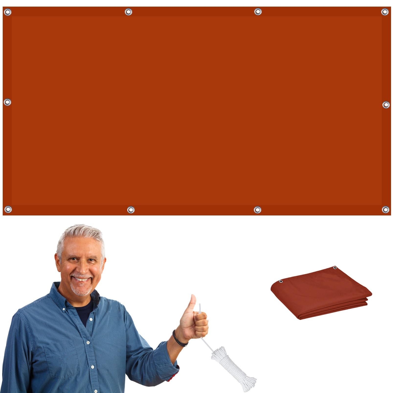 Voile d'ombrage rectangle 2.7x3.7m rouge rouille pliante pour terrasse