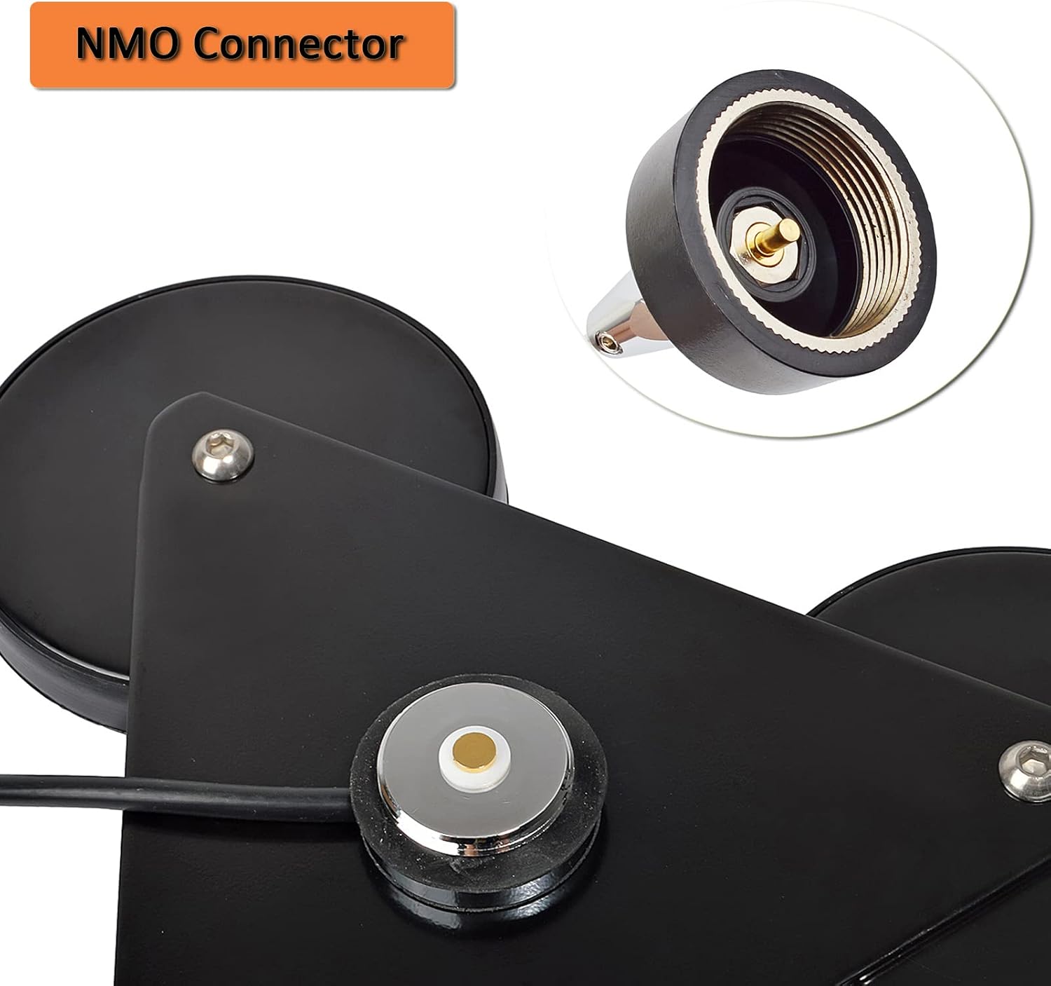 HYS NMO Base Mag Mount, Tri-Magnet Mount with Steel Housing and Rubber Sleeves, W/5M(16.4ft) RG58 Coaxial Cable PL-259 Plug