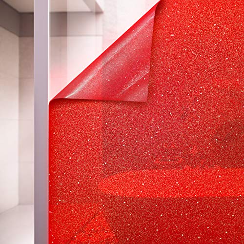 Vvivid Red Crystal Tint Frosted Decorative Two-Way Privacy Window Adhesive Vinyl Film Roll (36In By 60In) #TOP22