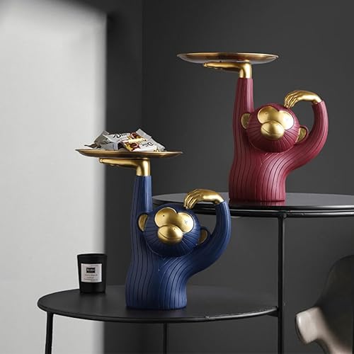 Miniatura 5 de Tarro de galletas con forma de caramelo, escultura de mono, decoración moderna, estatua de poliresina, 9.8 pulgadas