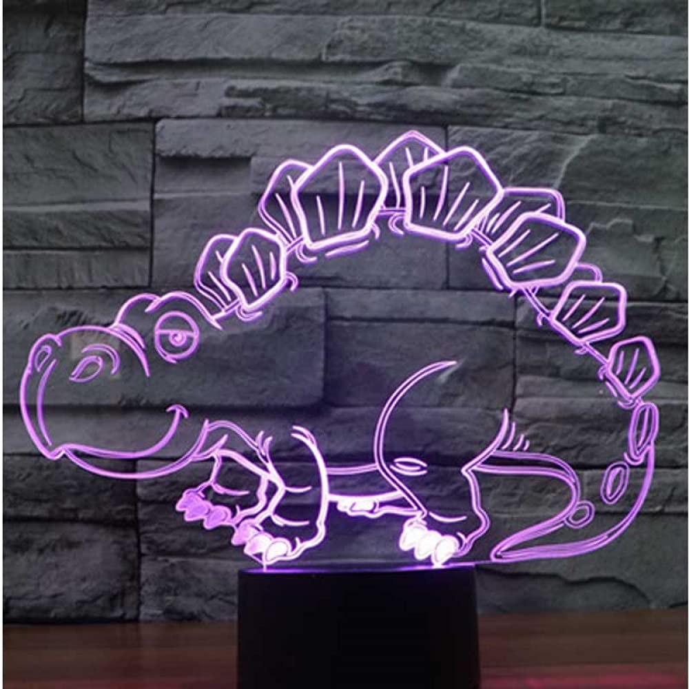 ELD 3D LED veilleuse Dinosaure stégosaure Venu avec 7 Couleurs lumière pour la décoration de la Maison Lampe Visualisation Incroyable Cadeau de Jour des Enfants optiques