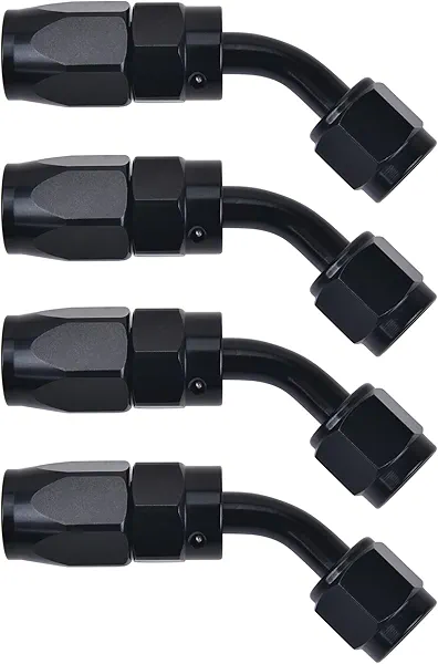 EVIL ENERGY 6AN Hose End Fitting 45 Degree Swivel for CPE Braided Hose Black 4PCS