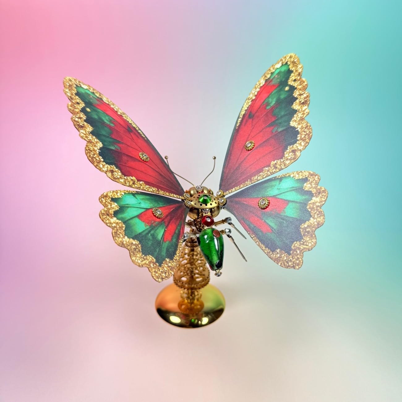 Puzzle 3D in metallo, stile retrò, con farfalla, fai da te, steampunk, con supporto, 200+ pezzi, da collezione, per Natale e adulti