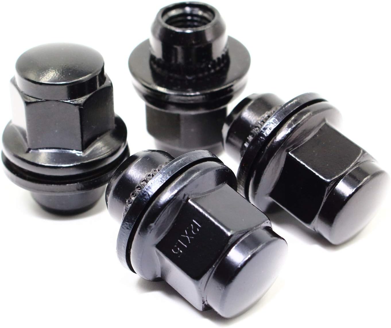 Set of 20 Veritek 12x1.25mm 1.47 Inch 13/16 Hex OEM Mag Washer Style Factory Replacement Black Lug Nuts for Nissan Infiniti Factory Wheels