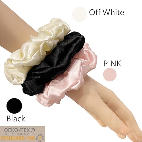 Miniatura 8 de Suncdelv Seda, coleteros 100% seda para el cabello, lazos para el cabello de 22 momme para antiarrugas y roturas, accesorios naturales para el