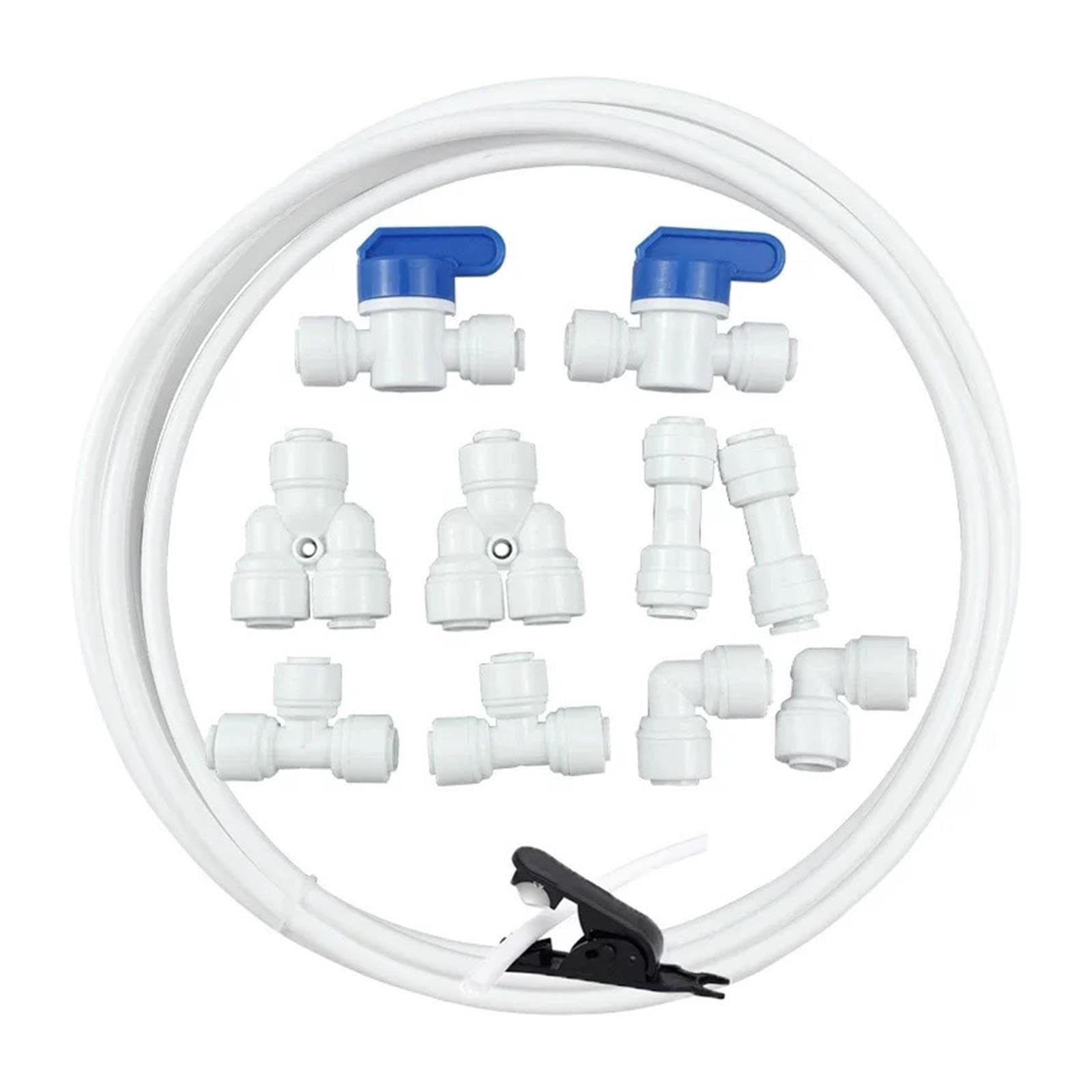Wasserversorgungsschlauch Und Inline-Absperrventil, Wasserrohr-Kühlschrank-Verbindungsset For Filtersystem-Rohrverschraubung, 10–20 M(20M)