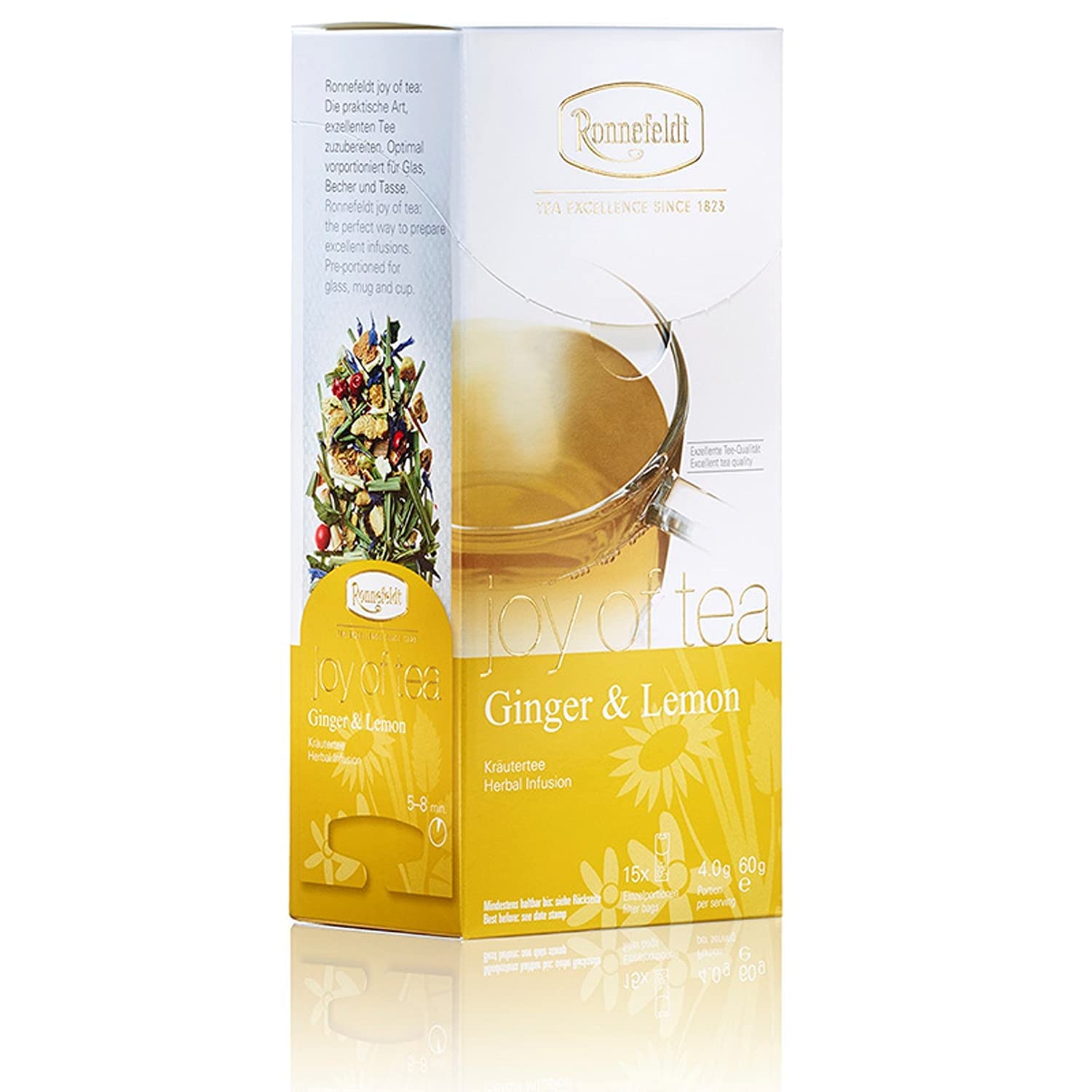 Ronnefeldt Ginger & Lemon 'Joy of Tea' - Kräutertee, 15 Teebeutel, 60 g, Menge:6 Stück