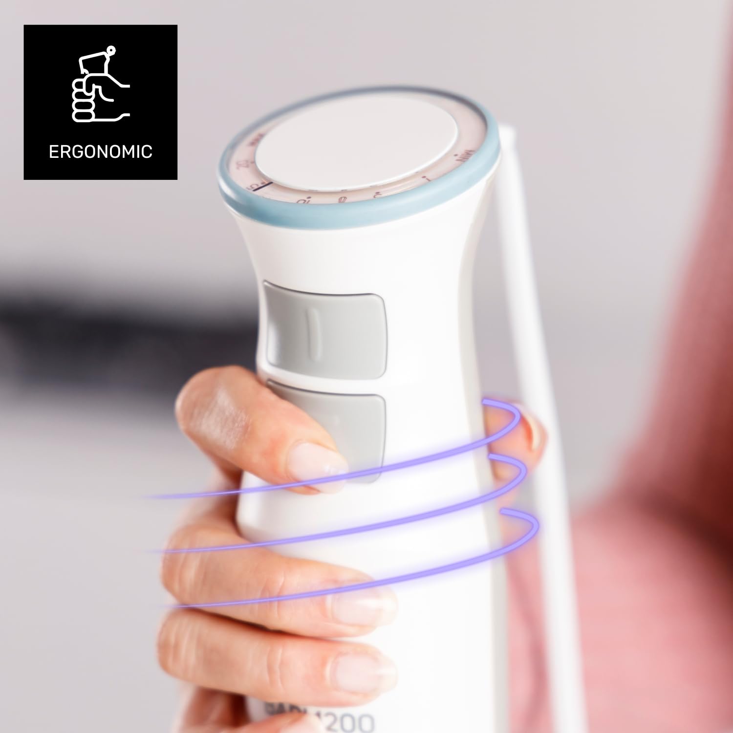 Taurus - Czysty mikser nurkowy | 1200 W | Regulator mocy i Turbo | Ergonomiczna konstrukcja | Stojak i ostrza ze stali nierdzewnej | Ochrona przed pryskaniem | Zestaw akcesoriów | Kompatybilny z
