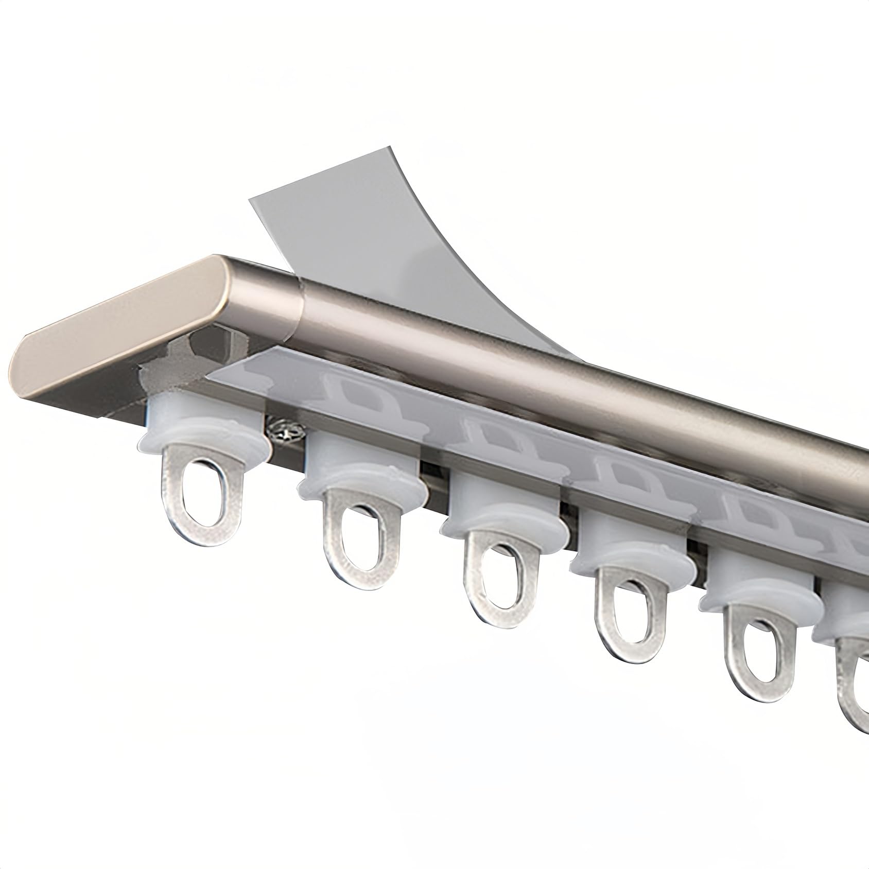 CMJYMX Ultra-Thin Curtain Track, Self Adhesive Aluminium Sliding Ceiling Track System For Curtains, Easy To Install Curtain Rails(Champagne,150cm/4.92FT)