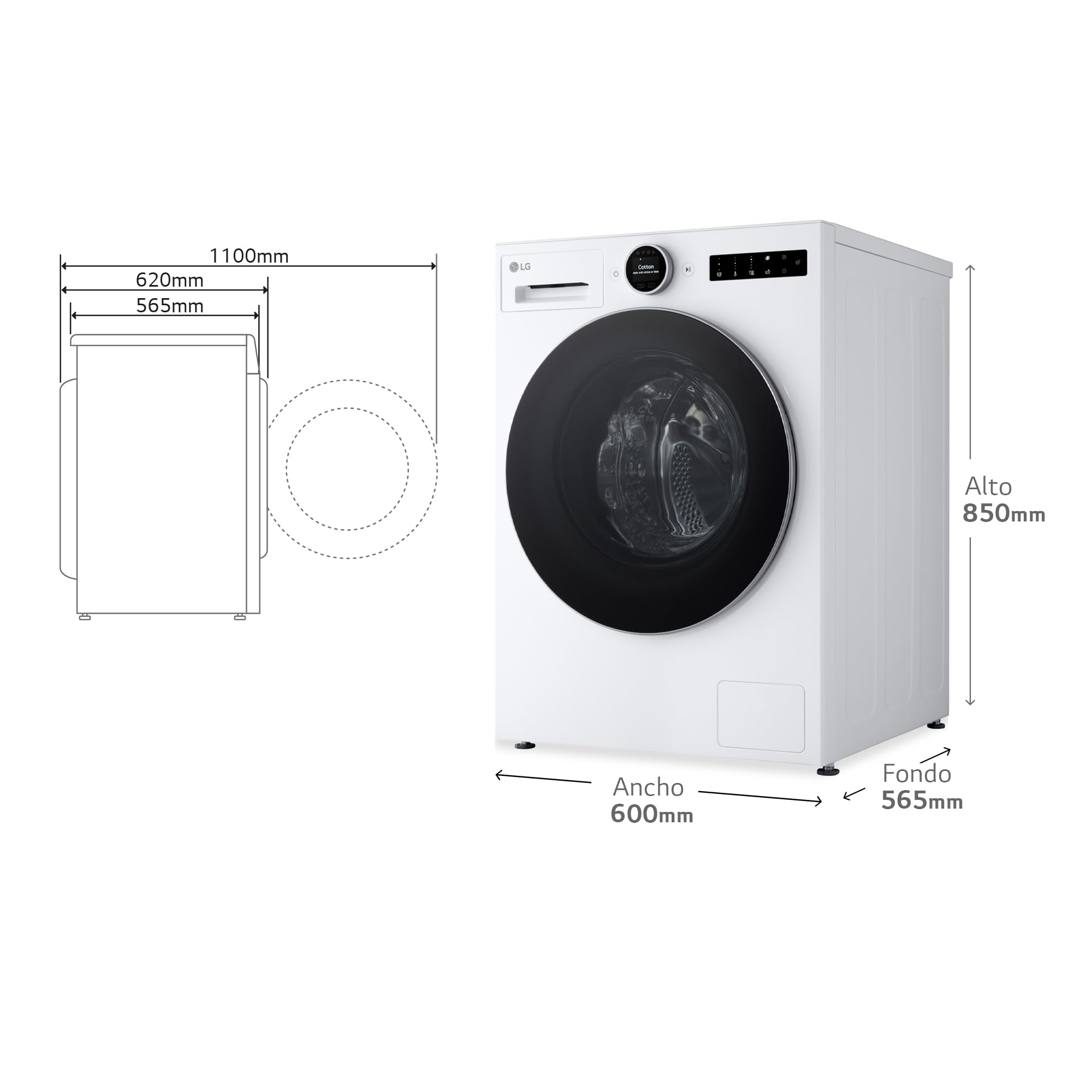 LG F4X7509TWS, Lavadora Inteligente 9 Kg, AI Direct Drive, 1400rpm, Clasificación A, TurboWash 360º, Vapor Steam, Autodosificación, Serie 750, Blanco