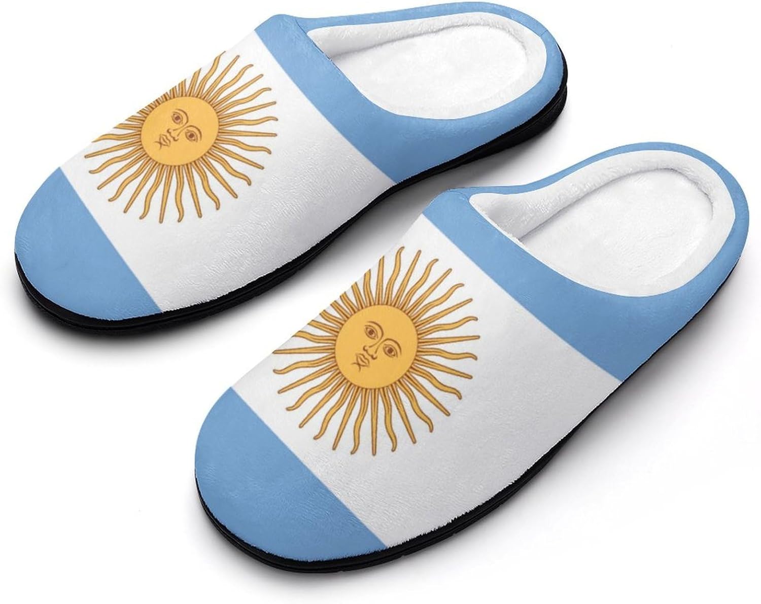 Argentina Flag Women's House Slippers Memory Foam Warm Shoes Spa Rubber Sole Indoor Outdoor