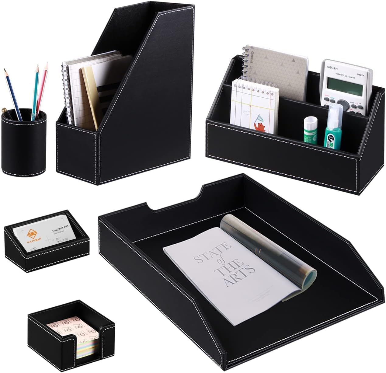Letter Trays Organizer + Office 6 Pcs Desk Supplies Organizer Sets
