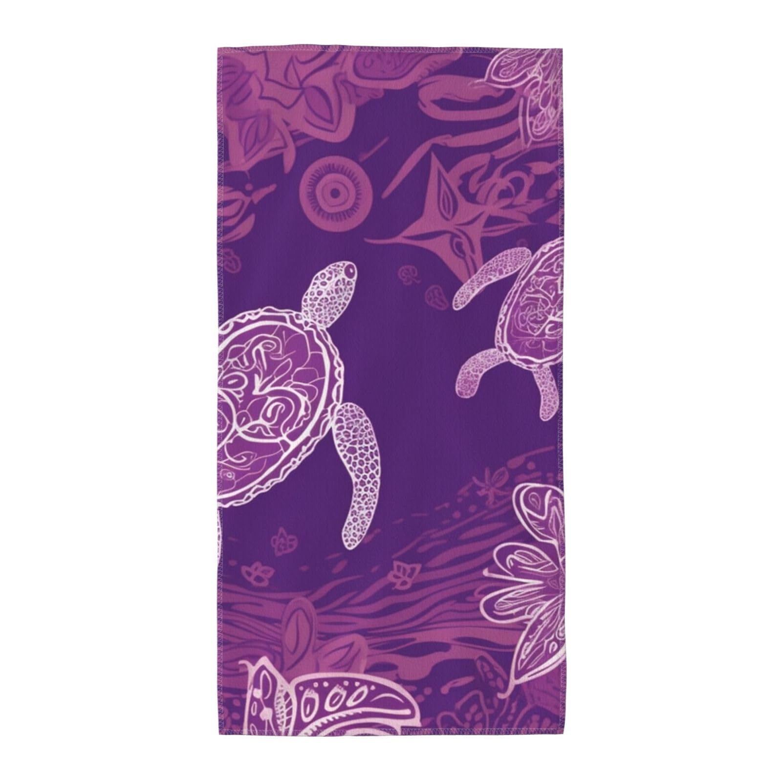 FodPand Microfiber Hand Towels for Bathroom, Soft Absorbent Decorative Face Towel Hawaii with Purple Sea Turtle Guest Bath Towel 12"X24" Kitchen Dish Towel for Bathroom Kitchen Hotel Gym Spa Towels