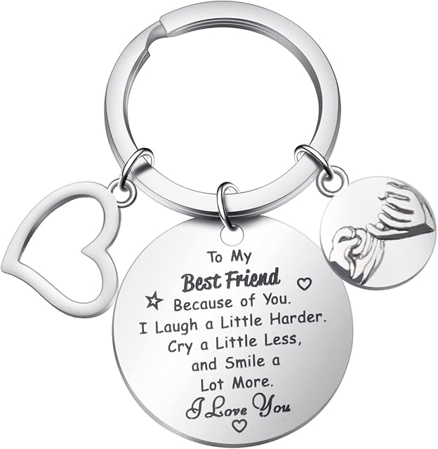 kuou Best Friends Keyring, Best Friend Keychain Friend Gifts Keyrings Friendship Keyring Friendship Gifts for Women Girls Birthday Graduation Gift Christmas