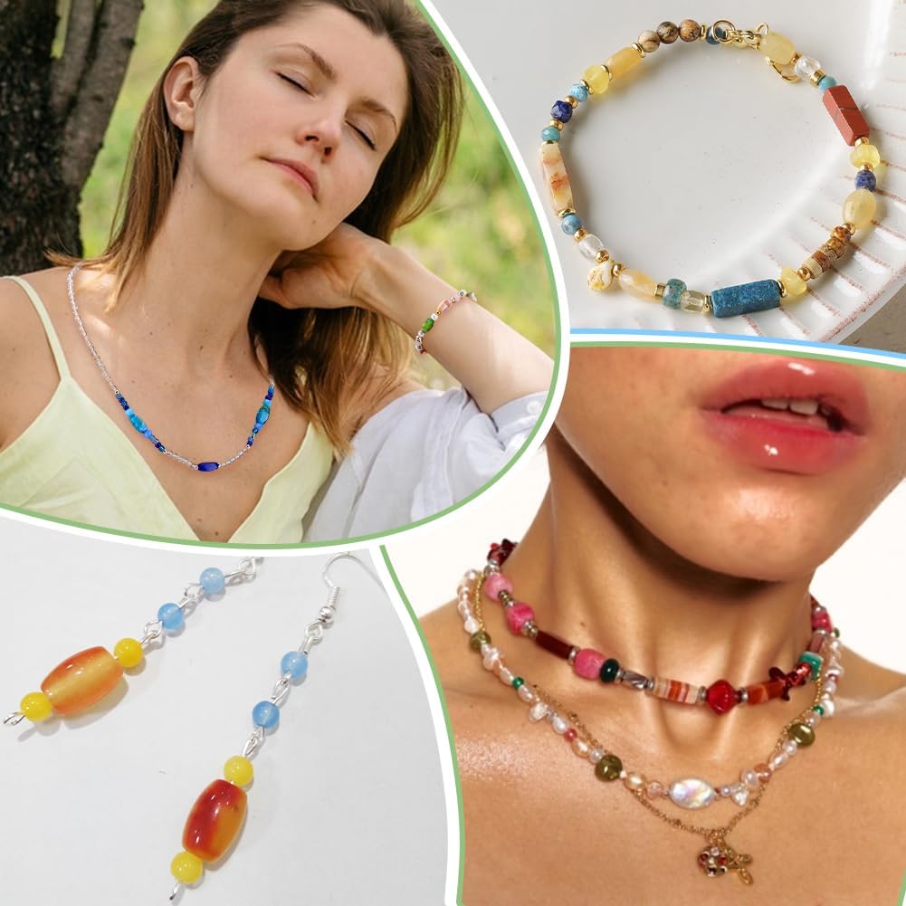 PH PandaHall 40pcs 5 Colors Glass Beads, 14x5mm Oval Faceted Beads Long Smooth Barrel Loose Spacer Bead Craft Crystal Bead for DIY Earrings Bracelets Necklaces Jewelry Keychains Crafts Making - Image 5