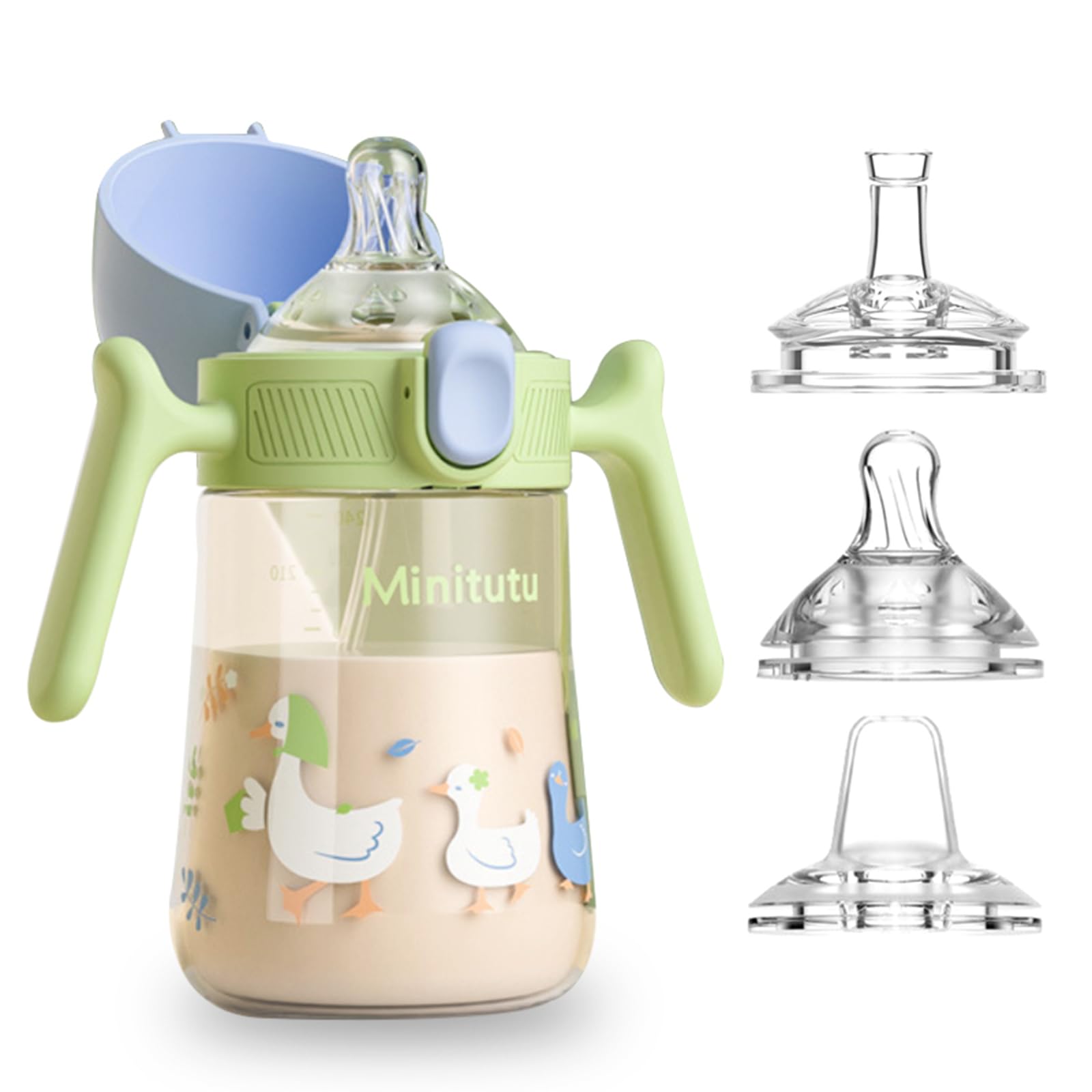 nohlerlife Baby Sippy Cup 240ml, Weighted Straw Non Spill Cup for Months 6+, Toddlers Straw Cup with Handles, Spill-Proof