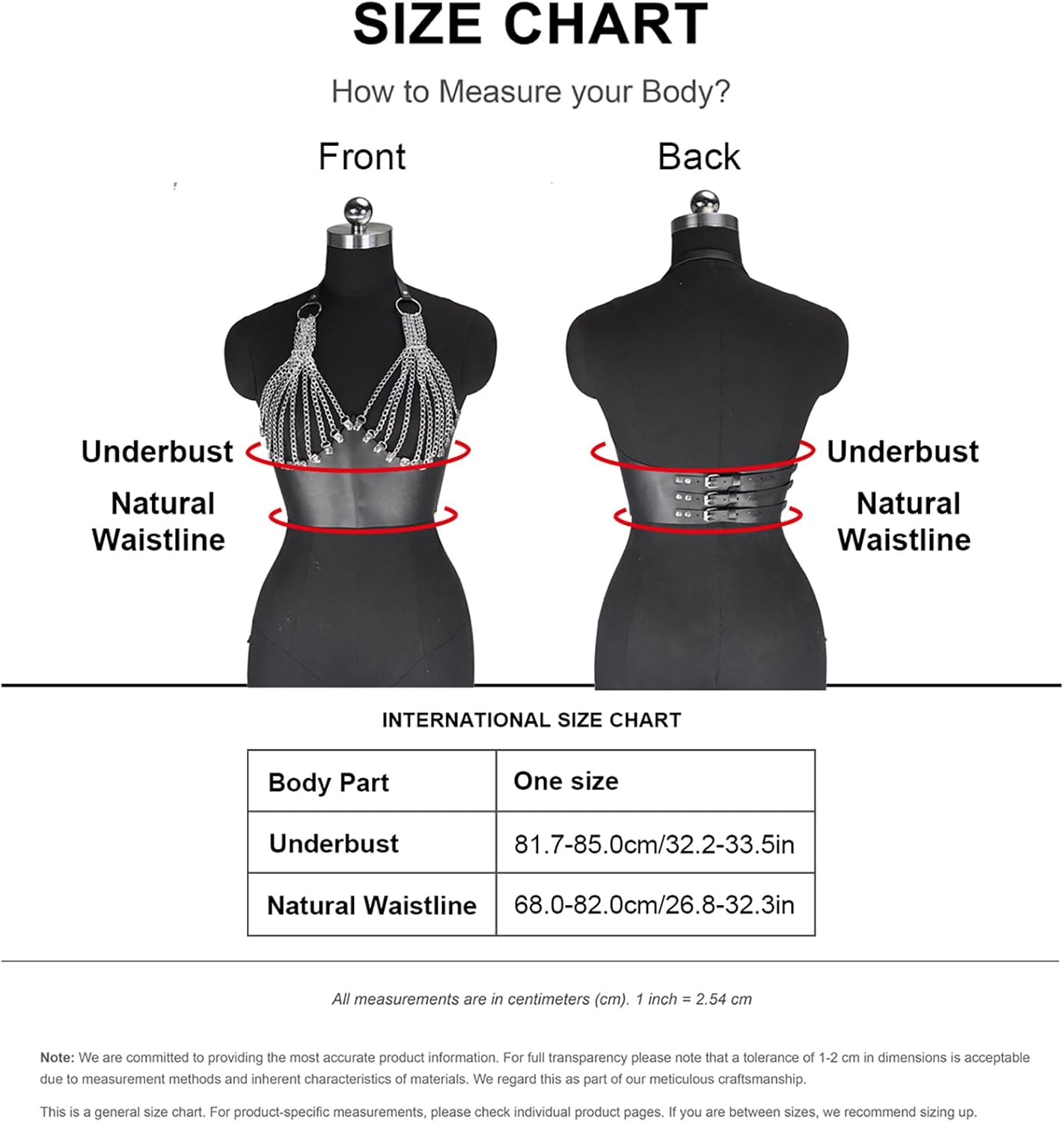 Women’s Punk Chain Harness Top, Adjustable Faux Leather Body Chain Crop with Alloy Hardware for Festival, Party, Rave & Stage Outfits (Fit Underbust 32.2-33.5in)