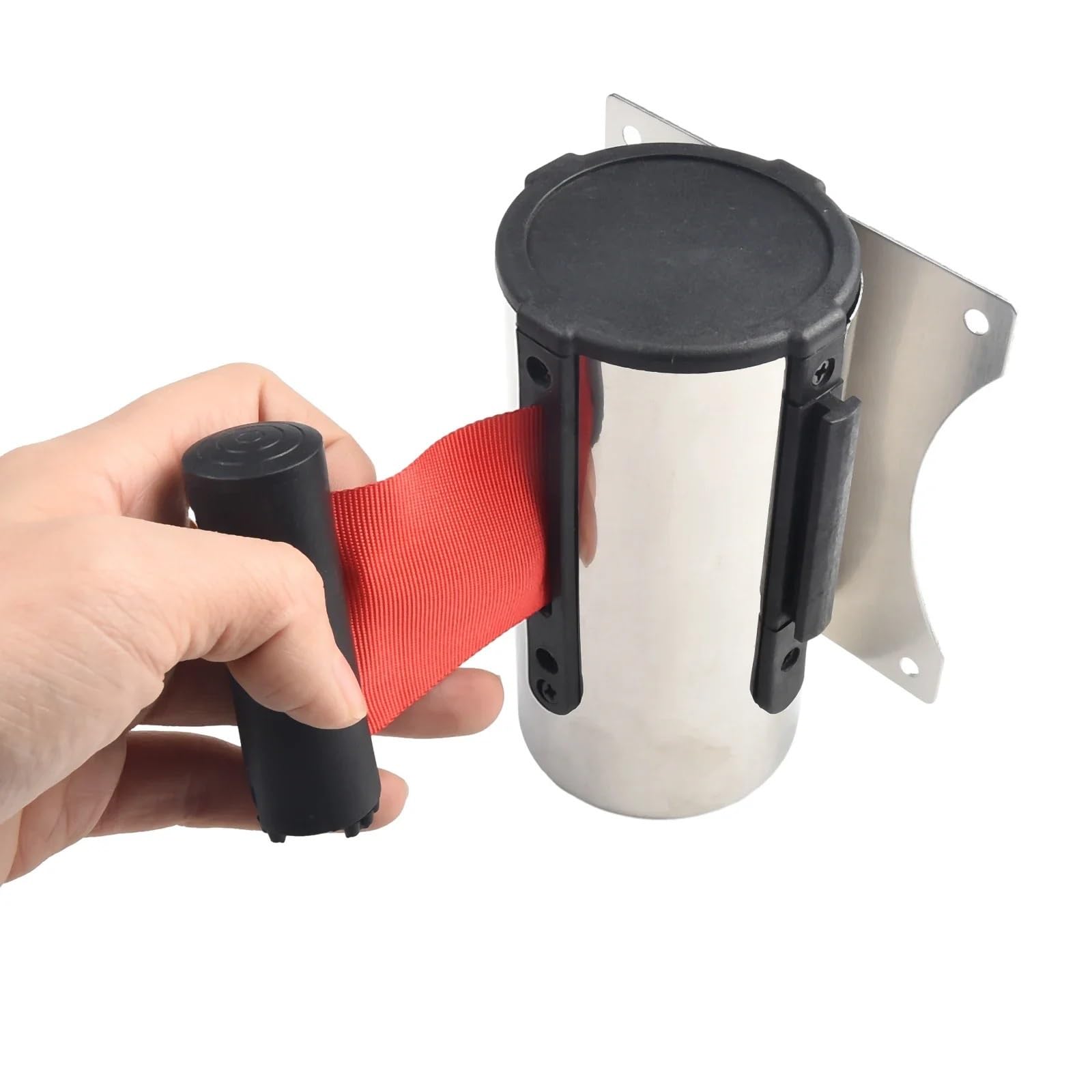Cola de puntal inoxidable cinta retráctil 4 piezas Para Multitud | Barrera de montaje en pared Control de multitudes retráctil 2 m, cinta de 3,0 metros(Red-3.0m)