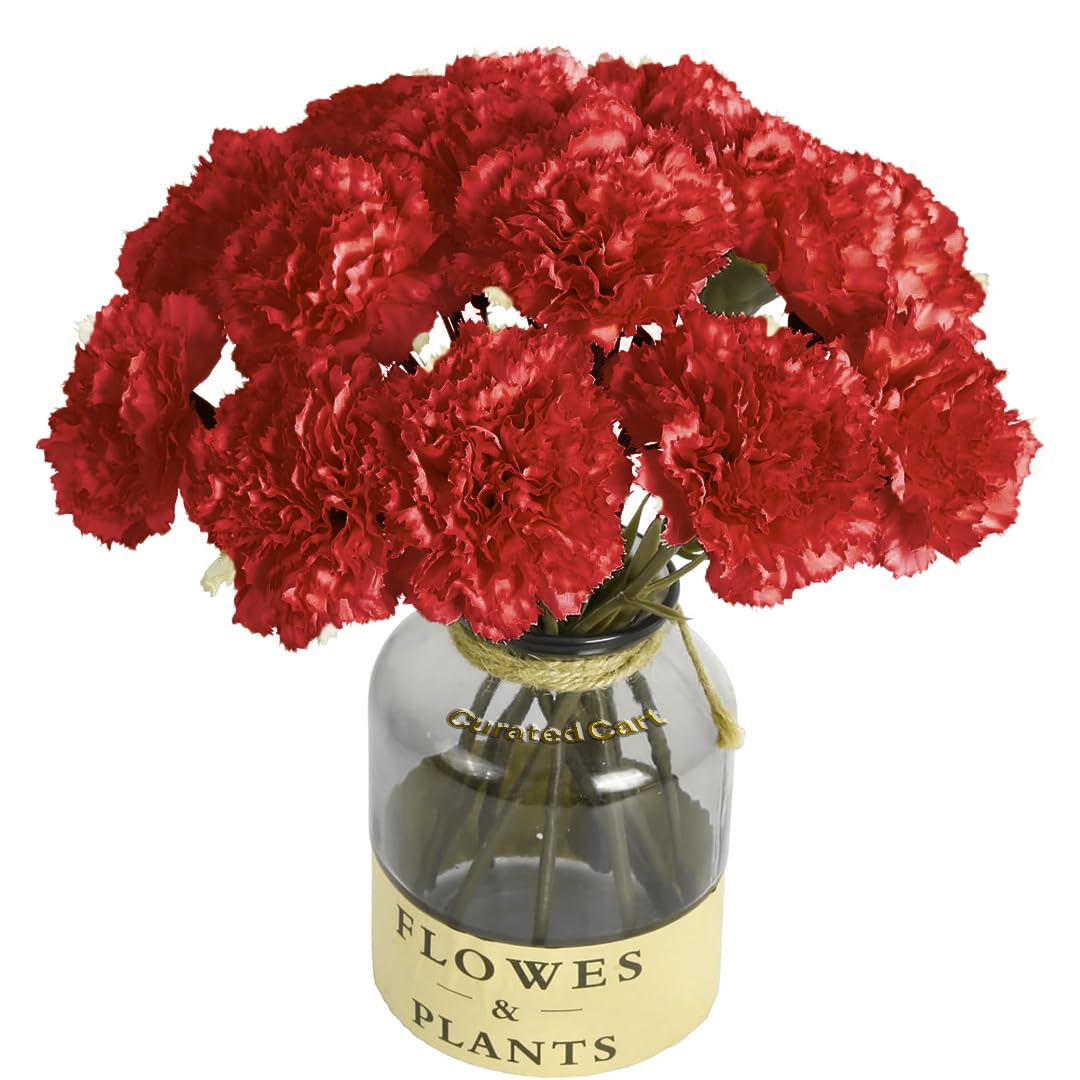 CURATED CART Carnation Flowers, Artificial Flowers for Decoration, Home, Office, Living Room, Bedroom Decoration, Wedding, Festival, Party Events - Dark Pink (Set of 7 Bunch Without Vase) (B0CK2TGWZL) Amazon Price History, Amazon Price Tracker