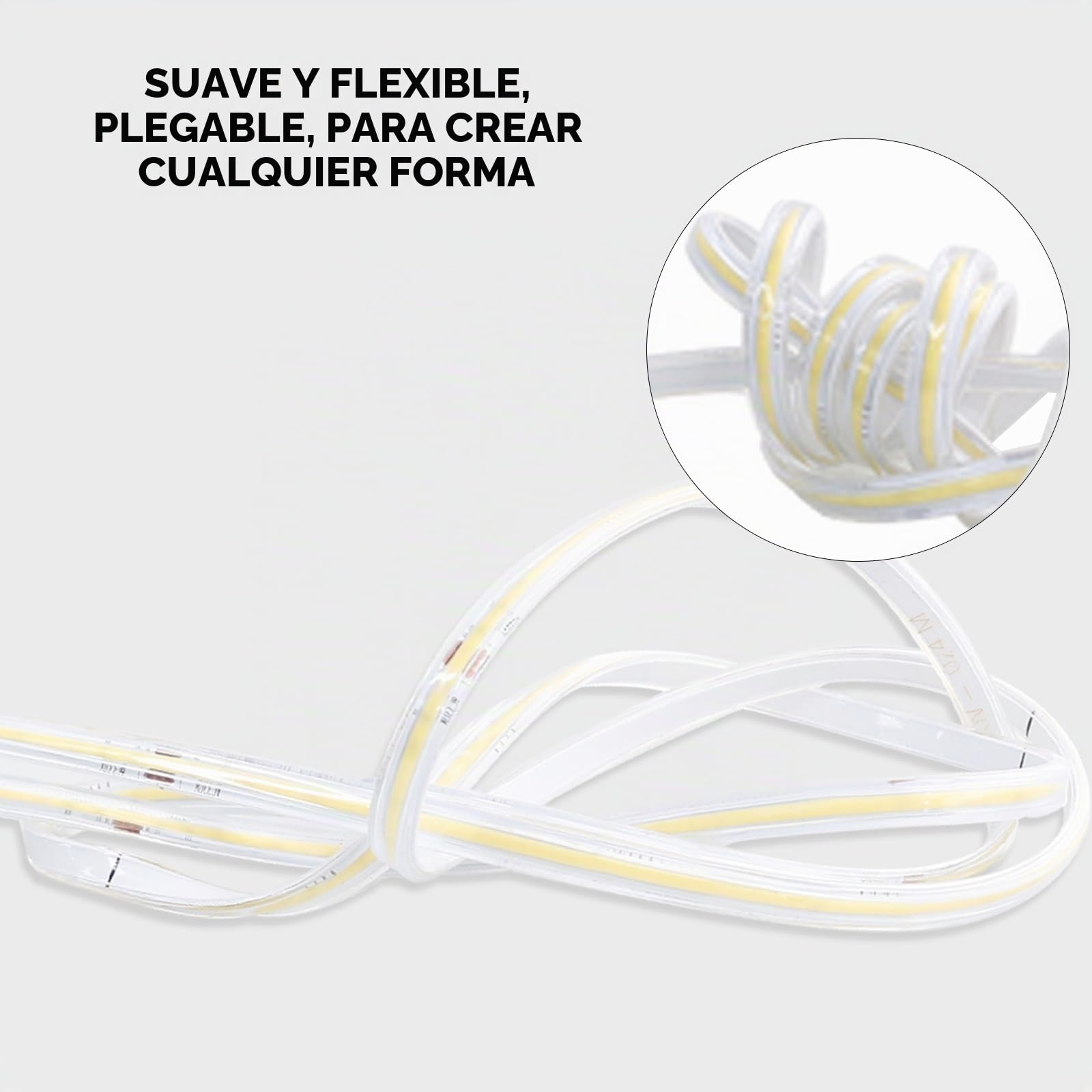 pcning Luz COB LED Tira 5 Metro 220V Blanco Calido 3000K con Enchufe sin Transformador IP67 Waterproof, 5M 230 Volt Bright LED Lights Strip (Blanco Cálido, 5M)