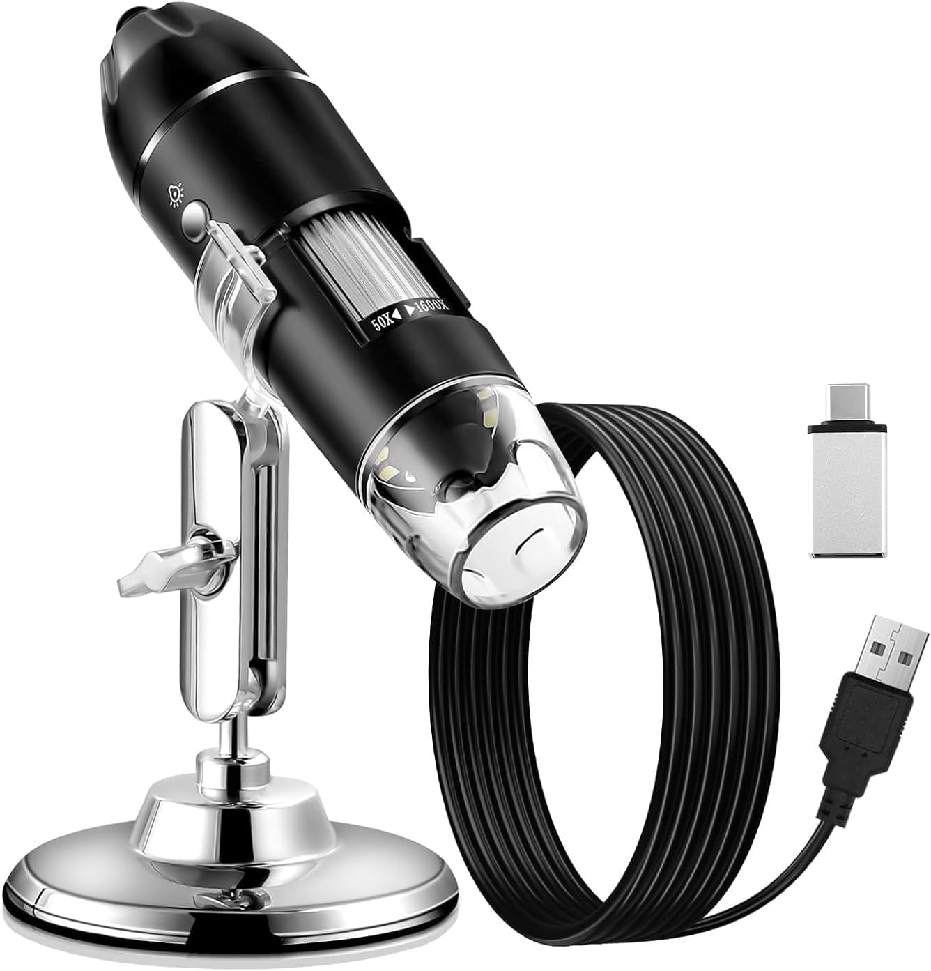 1600X Zoom 8 LED USB Digital Microscope Hand Held Biological Endoscope with Bracket USB Digital Microscope Handheld Magnifier Camera Endoscope-(EPL-587IM)