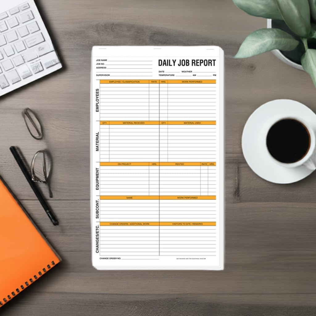 Daily Job Report Forms 8 1/2 x 14" Qty 250